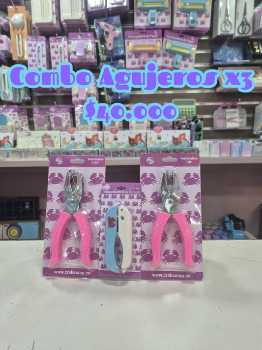 Combo Perforadoras Agujeros x3